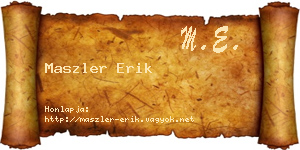 Maszler Erik névjegykártya
